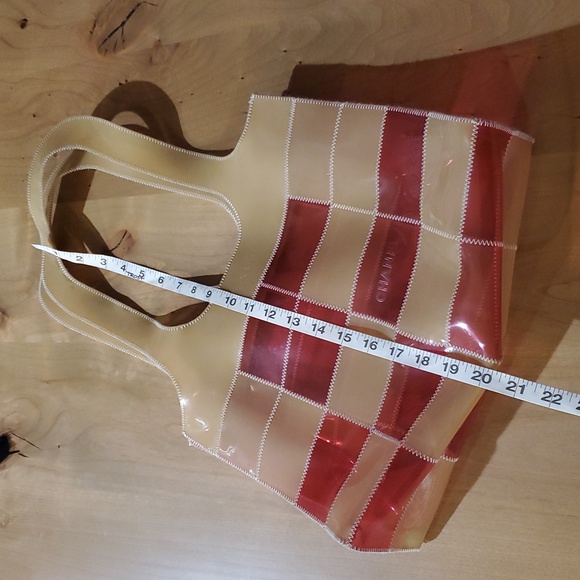 EUC Chanel Windowpane Tan & Raspberry Naked Bag - Picture 9 of 14